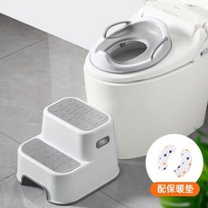 嬰兒童馬桶圈大號坐便器，男女寶寶專用坐墊便盆蓋梯，小孩厠所家用, 幕灰坐便圈+階梯凳+保暖墊