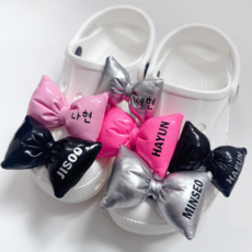 이름 주문제작 2p 세트 리본 파츠 참 샌들 diy 콜마이네임 신발꾸미기