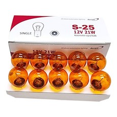 바이오라이트 싱글전구 황색 12V 21W 10개 세트 브레이크등 사이드 라이트등, S25, 1세트