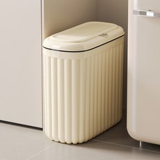 垃圾桶家用客厅厨房带盖手按式2025新款夹缝窄缝放纸简约桶, 1個, 奶油色:31*15*28不带盖