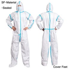 일회용 통기성 방진 방수 내유성 전체 방진 스프레이 페인팅 장식 노동 세트, XL, [00] SF-Sealed-With Foot