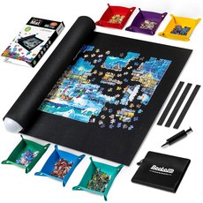 베코 US 2000 조각 퍼즐 매트 롤업 6 분류 트레이 및 보관 가방 및 블랙 펌프 간편한 운반 및 보관을 위한 직소 펠트 매트 2000 1500 조각 직소 퍼즐을 위한 휴대용