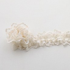 플리츠 레이스 메쉬 원단 폭 5cm DIY 주름 탄성 부자재, 1개, 베이지옐로우-이중 격자+코튼 A02
