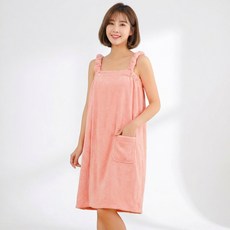 피플피 포근한 여성 어깨끈 랩 샤워가운 목욕가운, 핑크, 1개