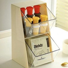 에스엘 커피 보관함 아크릴 탕비실 정리함 2구 오픈형 트레이 칸막이 소품 티백 사무실 정리대, SL화이트, 1개