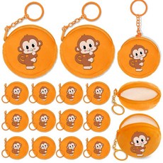 KeeStar 지퍼 열쇠고리가 있는 원숭이 동전 지갑 지갑 가방 파티 선물 원숭이 생일 파티 장식 동물 테마 베이비 샤워 학교 카니발 보상 여행 교실 상품 15팩
