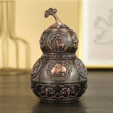 臺灣出貨 牙籤盒 按壓防塵個性創意客廳茶几牙籤罐廚房餐桌牙籤筒底部開瓶器, 福祿 葫蘆紅古, 1個