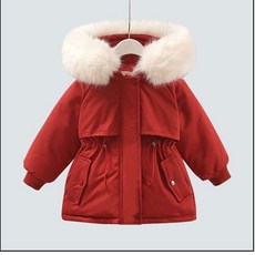 女童派克服 2025年新款冬季兒童休閒洋氣寶寶加絨加厚連帽外套棉服