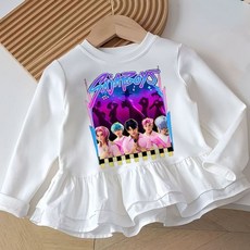 日韓ins风魯米佐拉新款獵魔女團女童春秋冬甜美萌趣拼接裙擺可愛中小大童t恤打底衫