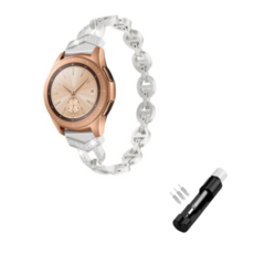 w9999 Galaxy Watch替換圓形鑲鑽手鍊錶帶, 20mm, 銀