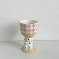 귀여운 토끼 하트 디저트볼 하이 머그잔 커피잔 볼 아이크스림 프렌치 도자기 라떼잔, D. 분홍색 마름모, 1개