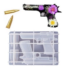 실리콘 권총 금형 에폭시 송진 주조 3D 및 몰드 세트 홈 데코레이션 DIY 공예, 01 빠른, 01 A
