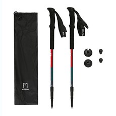 콜핑 초경량 두랄루민 3단 등산스틱 2개 구성+케이스 남성용 여성용 공용 스틱, BLACK, 1세트
