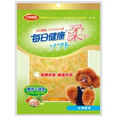 【大尾巴】每日健康 犬零食 葉黃素 雞肉起司 雞肉鮭魚 寵物食品, 1個, 每日健康柔軟系列-雞肉蔬菜250g