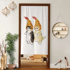 IF YOU 고양이 도어커튼 가림막 패브릭 현관 주방 방문 가리개 인테리어 커튼 귀여운 일러스트