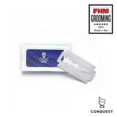 【CONQUEST】英國 The Bluebeards Revenge 藍鬍子 傳統刮鬍刀片 不鏽鋼刀片 替換刀片, 1個, 一盒(十片裝), 10