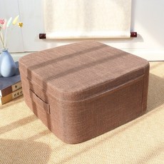일본식 다다미 린넨 방석 바닥 패브릭 가정용 사계절 티 테이블 낮은 의자, A. 브라운, 1개