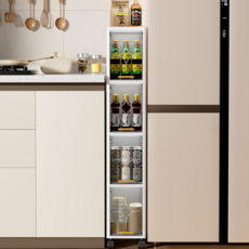 리빙투 틈새 수납장 이동식 리빙박스 다용도 수납함 주방 정리함, 화이트, 1개