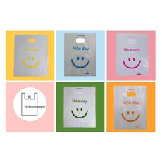 [비닐company] PE투명 링봉투 비닐쇼핑백 스마일 인쇄비닐, 50매, 블루