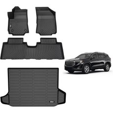 3D카매트 풀커버 자동차바닥 프리모터802 전천후 3D TPE 차량 바닥 매트 및 카고 라이너 2018-2024 쉐보레 이쿼녹스 GMC 지형 커스텀 플로어 카펫 트렁크 전면 후, 2018-2024 Equinox & Terrain Fu