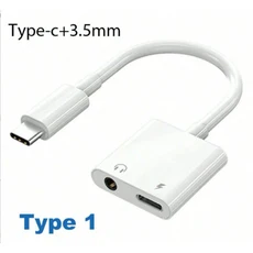 2in 1 USB-C ~ 3.5mm 잭 오디오 변환기 iPhone 16 15 용 듀얼 타입 C 충전 어댑터 커넥터 분배기 Huawei Xi