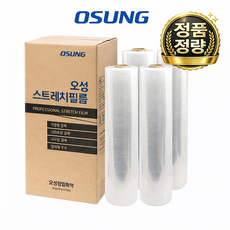 오성 스트레치필름 수동랩 4롤 택배포장 랩필름(15/18/20T-350m 25T-240m/30T-200m)
