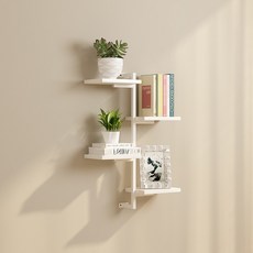 墻上花架鐵藝實木置物架壁掛一字隔板層板書架裝飾多層免打孔牆壁置物架置物架收納架陳列架儲物架居家收納廚房收納浴室收納, …4層白色架子拍下備注板子顏色---11