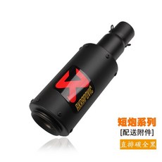 摩托車改裝天蠍排氣管尾段，適用黃龍小忍者鬼火地平綫摩託車踏闆車改裝跑車川崎大排量, 天蠍-全炭黑（貼標）, 1個