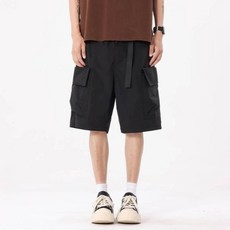 運動短褲 男 夏季 輕薄透氣 涼感 速乾 排汗 戶外休閒 寬褲, 黑色