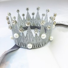 셀프촬영 소품 진주왕관 머리띠, 4개, 실버