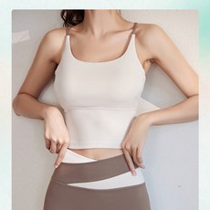 투니스 여성 트렌디 스포츠 슬림핏 민소매 티셔츠 브라 패드 포함