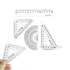 각도기 삼각자 4종세트 학용품, 4개, 투명