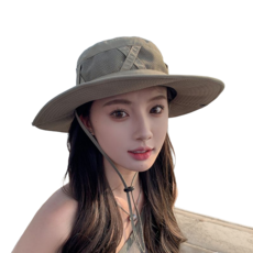 Norbei 남여공용 햇빛 자외선 차단 모자 낚시 캠핑 등산 벙거지모자 챙모자, 갈색
