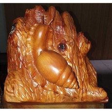 台灣黃檜扁柏HINOKI帶財蝸牛 樹頭根雕刻 雕工細膩, 1個