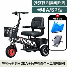 어반트리 도시형 미니 전기 이동수단 전동 삼륜스쿠터 2인용 리튬배터리 언덕등판가능, 그래픽블랙, 언덕등판형+20A(최대60km주행)+등받이좌석