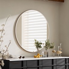 뷰티피크 화장대 거울 원형 벽걸이형 욕실거울 50/60/75, 화이트75cm