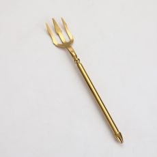 스테인레스 스틸 삼지창 포크 롱 핸들 반짝 이는 해왕성 삼지창 저녁 식사 샐러드 디저트 서양 식기 메인, 02 gold, 1개