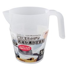 日本製 1L 把手計量杯 電子レンジ加熱可 泡麵加熱水容器, 1個
