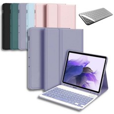 갤럭시탭 S7 FE 12.4인치 호환 블루투스 키보드 S펜수납 케이스 북커버 SM-T733N T735N T736N 아이친구, 다크그린, 1개