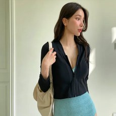 正韓製長袖衝浪浮潛泳衣外套-KSS27 黑/白 保守款泳衣防曬泳衣罩衫浮潛遮陽泳衣罩衫泳衣外套長袖泳衣外套可下水