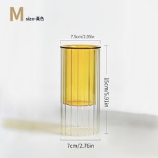 北歐條紋彩色玻璃花瓶創意可拆卸香薰瓶子客廳桌面擺件可水培花器, hp2072 豎條紋彩色套裝花瓶--M號黃色