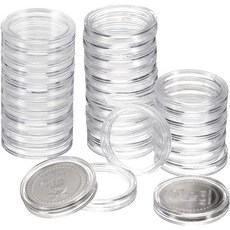 30Pcs 8mm 은화 홀더 플라스틱 코인 캡슐 커버 릴 투명 원형 컬렉션 보호대 또는 NFC 태그용 공급 용기, 22mm