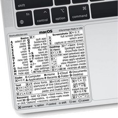Synerlogic Mac OS 바로가기 스티커 | macOS용 키보드 노트북용 라미네이트 비닐 MacBook 치트 시트 2026 클리어/블랙, 5, White
