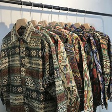 캠핑 빈티지 셔츠 클래식 패턴 프린트 남방 캠핑룩