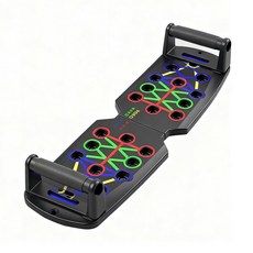 柏詩互創 伏地挺身器多功能健身板，胸肌腹肌手臂訓練器，居家健身器材, 1個, 22種模式+防滑握把+收納袋+拉力繩, 黑色