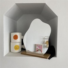 「家電王」 波浪曲線壓克力化妝鏡 20x24cm 輕巧鏡子 壓克力鏡 不易破 租屋首選 韓系家具 文青風