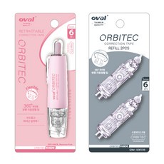 오발 360도 회전형 수정테이프 본품1개+리필(2p*1개), (오발 본품1+리필1), 1세트, 마카롱 핑크