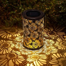 태양광 랜턴 야외 방수 걸이 트리 오브 라이프 가든 장식 큰 조명 금속 LED 테이블 램프 홈 데코레이션 마당 파티오 현관 잔디밭 길을 위한, Daisy