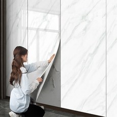 원트두 데코타일 붙이는 타일 시트지 고광택 방수 폼블럭 대리석 벽지 60x300cm 2P, 마블화이트