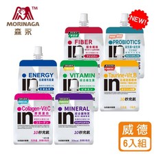 森永 in果凍 益生菌/能量/維他命/膠原蛋白/礦物質/纖維/牛磺酸 B群, 1套, 膳食纖維(蘋果口味), 6份